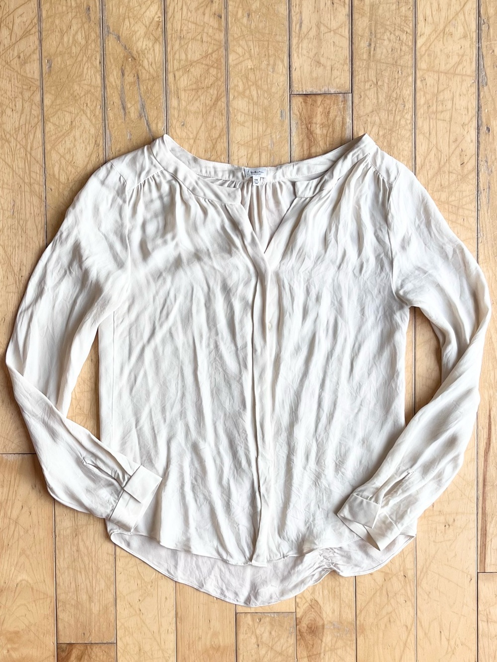 Babaton 100% Silk Cream Minimalist Blouse Size XXS